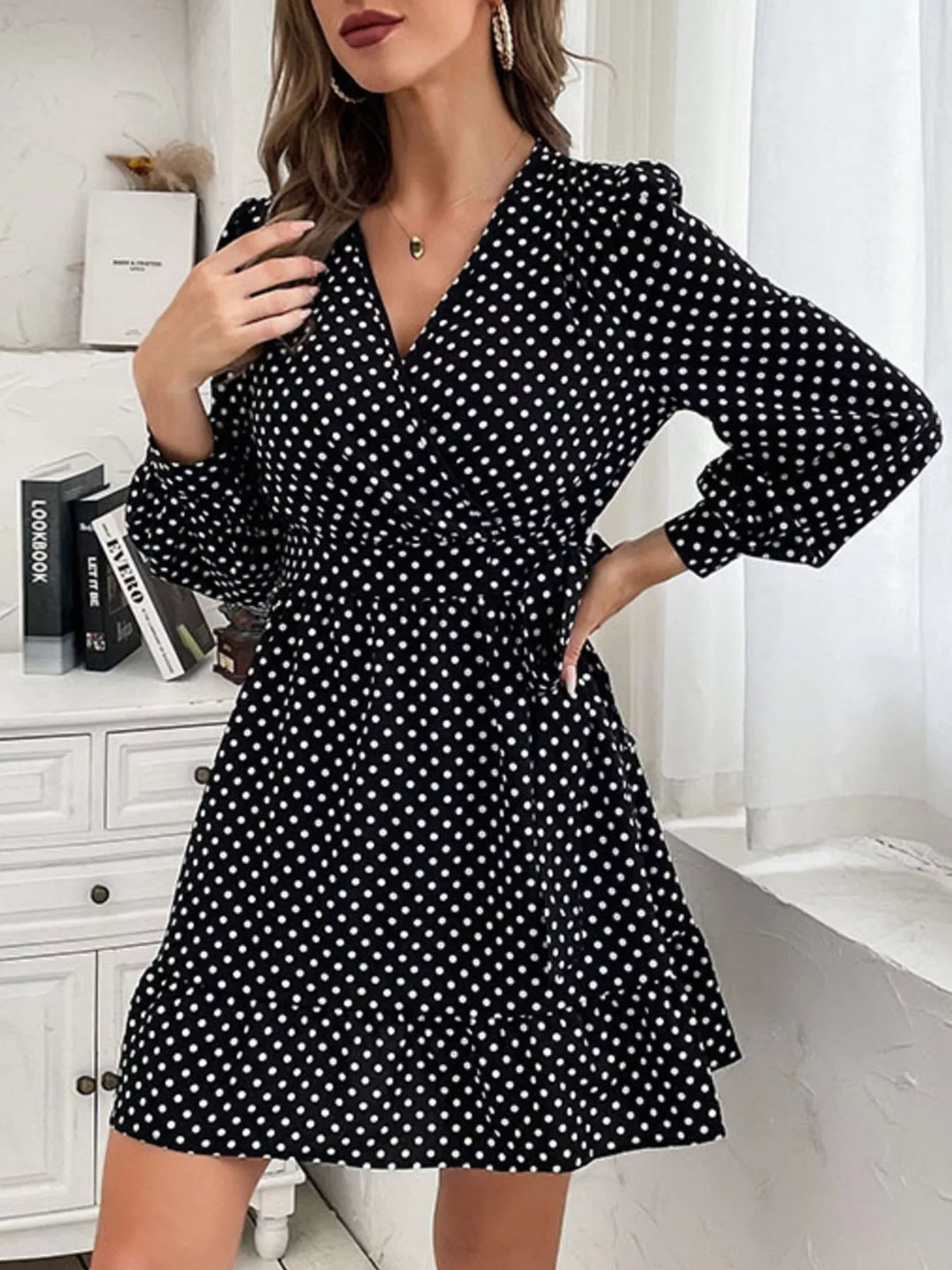 Polka Dot Wrap Mini Dress – Modevelle