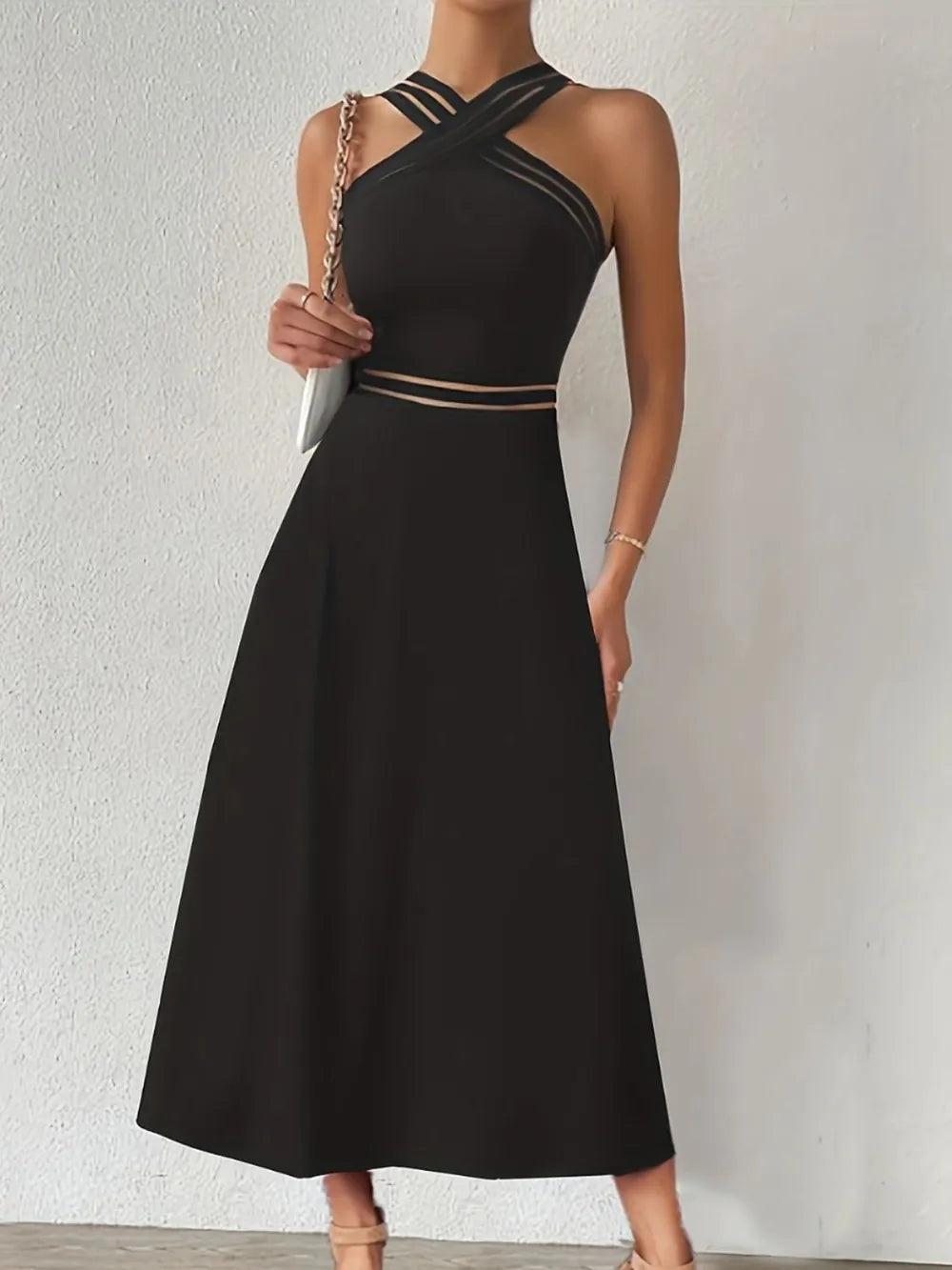 Crisscross Sleeveless Midi Dress – Modevelle