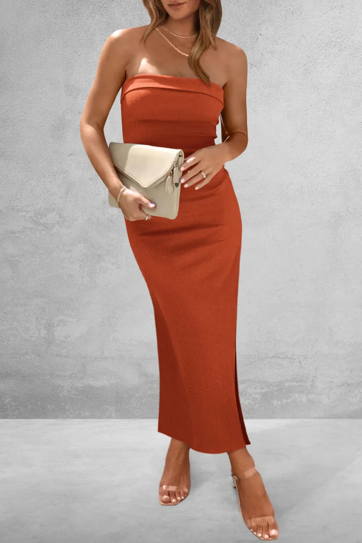 Slit Tube Midi Dress Cocktail Evening – Modevelle