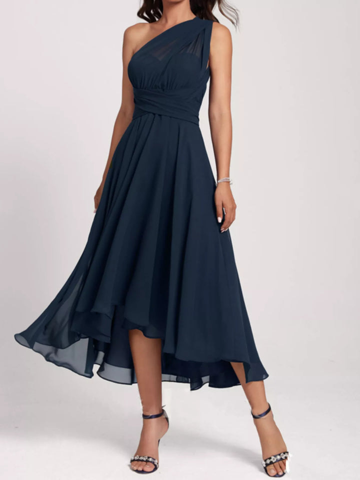 Ruched A-Line Midi Dress – Modevelle